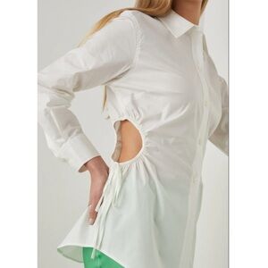 NWT RAILS Cristiana Tencel Blend Cut-Out Button Down Shirt in White Sz XS